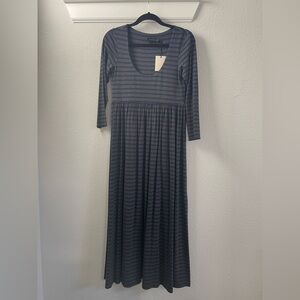 NWT Hatch Maternity “The Phoebe Dress - Navy and Gray Striped Long Sleeve SZ M